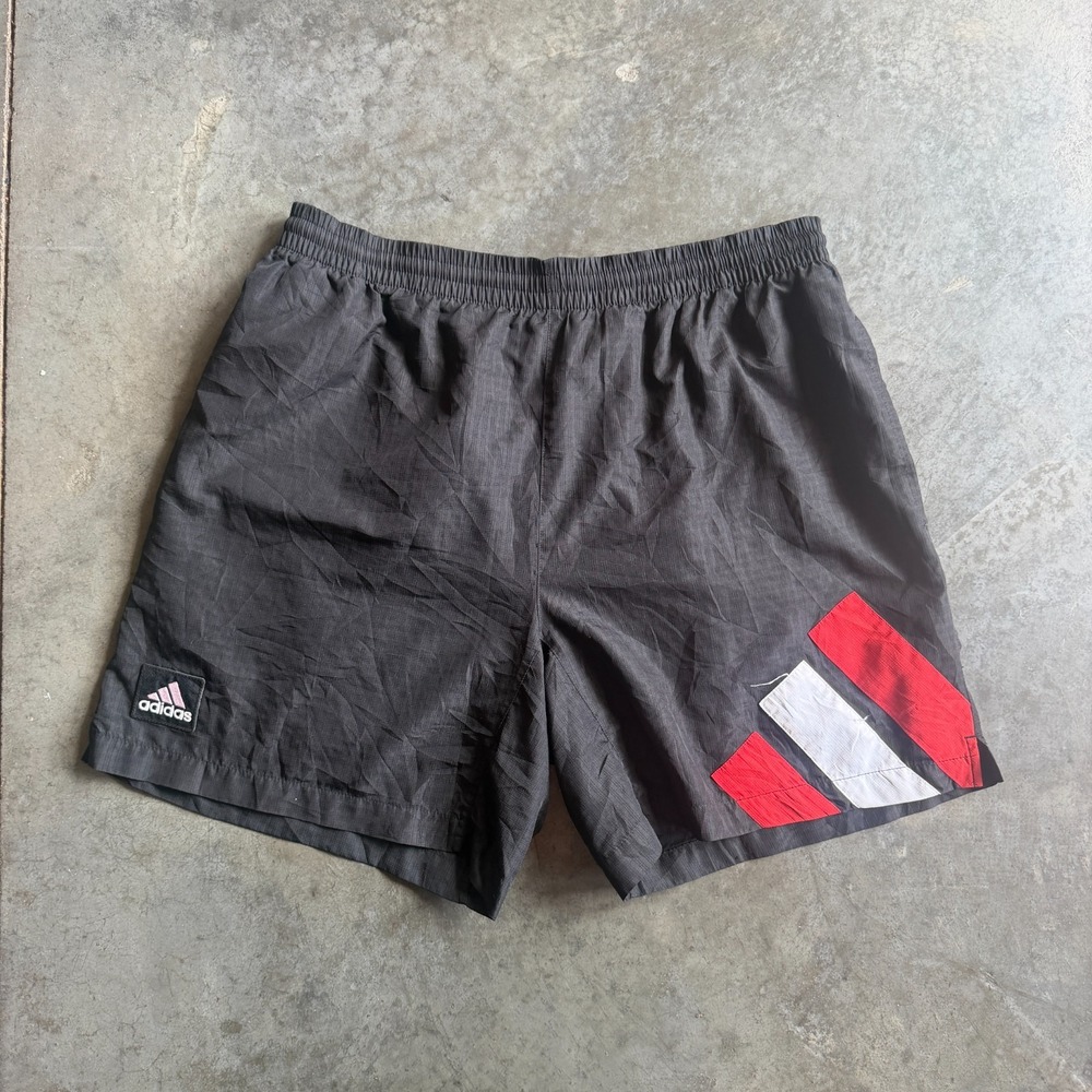 Vintage Adidas 90s Three Stripe Nylon Embroidered Shorts Athletic Lightweight L